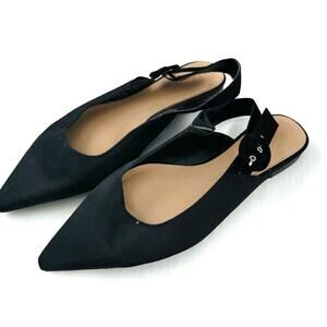 MNG by Mango pointy toe slingback flats fabric upper 7.5 US shoes